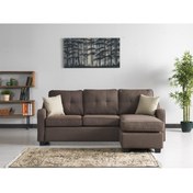Resim Meşe Home Plus Kılıflı Torba Yaylı Keten Kumaş Fonksiyonel Çift Yönlü Köşe Takımı Kahverengi 