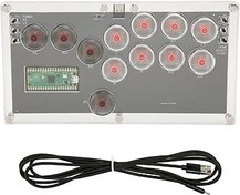 Resim Fockety Arcade Fight Stick, Hot Swap Mechanical Switch Fight Game Controller Joystick for Fighting Box with RGB LED Light USB Port, Flatbox Fighting Stick Game Controller Joystick for PS3 