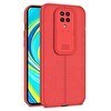Resim Teleplus Xiaomi Redmi Note 9S Lensi Kamera Korumalı Deri Dokulu Silikon Kırmızı Kılıf 