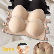 Resim 3 Adet Kaymaz Camisole - Rastgele Renk Gönderimi | 6 Şeffaf Askılı | İnce, Askısız, Telsiz Bralette | Görünmez Seksi Jartiyer Üstü | Partiler ve Düğünler İçin Mükemmel 
