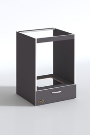 Resim Kenzlife Ankastre Modülü Kabini Berilyum Gri Fırın Ocak Dolabı Kapaklı 