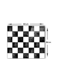 Resim Decorita Cam Ocak Arkası Koruyucu | Damalı Desen | 52cm x 60cm 
