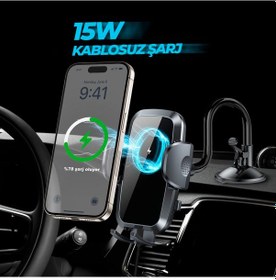Resim Woyax By Deji Kablosuz Şarj Vantuzlu Araç İçi Telefon Tutucu 15w 