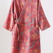 Resim Keten çift tül bornoz, pamuk kimono yaka, üç çeyrek kollu pijama takımı, ev kıyafeti, emici yukata çifti, unisex 