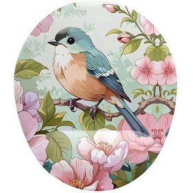 Resim Kuş Çiçek Desenli Bilek Destekli Kaymaz Buruşmaz Kırılmaz Mouse Pad 