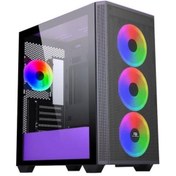 Resim Powerboost PB-P2252BP USB 3.0 Mesh Ring ARGB Fan ATX Oyuncu Kasası Siyah-Mor 