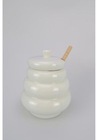 Resim Acar Pamira Ahşap Kaşıklı Porselen Bal Kavanozu - Yam-06128 