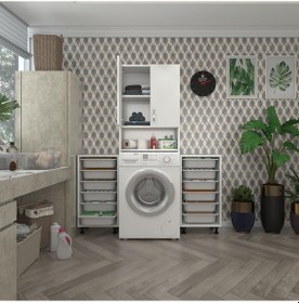 Resim Kenzlife Çamaşır Makinesi Dolabı Sinemsepetduble Byz 06 Lı Banyo Arkalıksız Kurutma Bulaşık Çok Renkli 