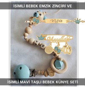 Resim Sahi Aksesuar İsimli Bebek Emzik Zinciri Ve İsimli Bebek Künye Seti Bezyı777 Şeffaf 