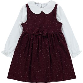 Resim Civil Girls Taş Baskılı 10-13 Yaş Elbise - Bordo - Bordo / 10-11 Yaş 