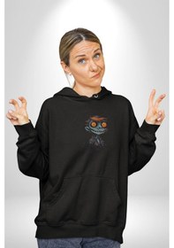 Resim Halloween Genç Zombi Kadın Erkek Siyah Kapüşonlu Sweatshirt Hoodie Siyah 