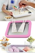 Resim BeeQuin Pembe Dondurma Yapma Hazırlama Tepsi Tavası Rulo Spatulalı Tepsisi Ev Tipi Bowl Aparatı Buz 