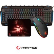 Resim Rampage KB-R63 STAGE Makrolu Klavye SMX-R63 RGB Mouse + Mousepad 3lü OYUNCU SETİ 