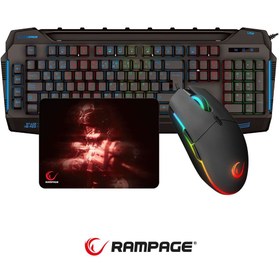 Resim Rampage KB-R63 STAGE Makrolu Klavye SMX-R63 RGB Mouse + Mousepad 3lü OYUNCU SETİ 