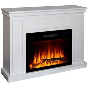 Resim Tektes Dekoratif Elektrikli Şömine Beyaz Kasalı 118 CM 8 Renkli Uygulamalı 