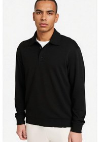 Resim Defacto Standart Fit Polo Yaka Modal Sporcu Sweatshirt G3596ax25wnbk81 Siyah-bk81 