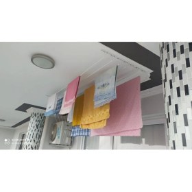 Resim 4 Sıra Beyaz Asansörlü Çamaşır Kurutma Askısı, 125 cm Uzunluk 