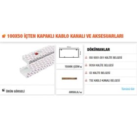 Resim Akiş Microcent 100X50 mm Kablo Kanalı Içten Kapaklı APSK-100050 (2mt) 