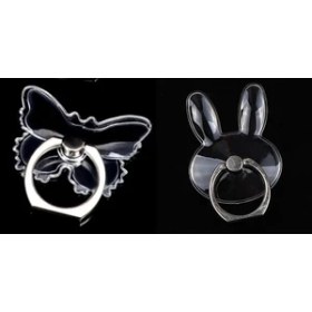 Resim GongtuShop Kelebek Tavşan Stili Parmak Yüzük Cep Telefonu Akıllı Telefon Standı Tutucu Yuvarlak Telefon Yüzük Şeffaf Kalp Tutucu Yıldız Soket Araç Montaj Standı (Yurt Dışından) 