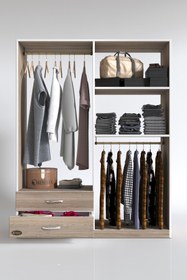 Resim Kenzlife Giysi Dolabı Şemsettin 175*120*40 Crd Gardırop 2 Çekmeceli 