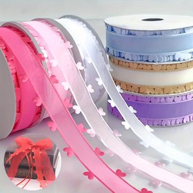 Resim 1 Rulo 3 Yıldız Premium Sevgililer Günü Aşk Kalp Tüll Bandı Çeşitli Renklerde - Polyester, DIY Kurdeleler, Saç Aksesuarları, Çiçek Düzenlemeleri ve Hediye Paketleme için İdeal - Şükran Günü, Noel, Düğün Süslemeleri için Mükemmel 