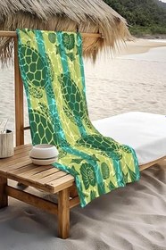 Resim Dijital Baskı Plaj Deniz Havlusu Kaplumbağa Desenli Peştamal HVL0114 
