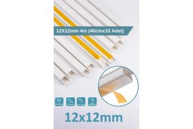 Resim Mikasso 4 Metre (12X12MM) Kedinden Yapışkanlı Kablo Kanalı | 4m (10 Adet x 40CM) Kablo Gizleyici 