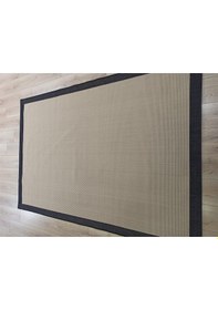 Resim Çam Halı Sisal 9716 Bej / Siyah Bordürlü Jüt Sisal Kilim - 160x230 