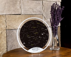 Resim Kişiye Özel Gökyüzü Yıldız Haritası Pleksi, Yıldız Haritası Tablo, Şeffaf Tablo, Oval Çerçeve, Kişiye özel Hediye, (Metal ayaklı) 