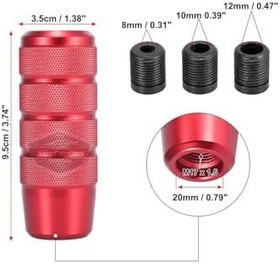 Resim Üniversal 9.5 cm JDM Metal Spor Görünümlü Vites Topuzu Aparatlı Alüminyum Alaşım Otomatik-Manuel Yarış Vites Kolu Kırmızı 