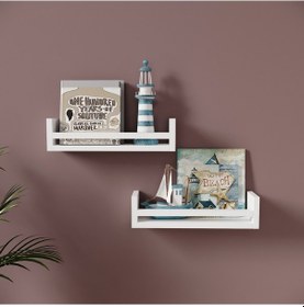 Resim Rosepal Mobilya Micro Dekoratif Beyaz 2'li Raf 