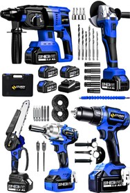 Resim Sturdy Pro 21V 3 Akülü 5'li Set Kırıcı Delici Hilti Taşlama Somun Sıkma Akülü Vidalama Budama USTA Set 