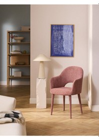 Resim Westwing Rachel Kadife Kollu Sandalye - Retro Stil, Krem Renk, 50.000 Martindale, Mat Siyah Ayaklı Kırmızı 