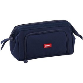 Resim Moveevo Geniş Kapasiteli Çift Katlı Kanvas Kalem Kutusu - Seyahat Ve Okul İçin Pratik Çanta Lacivert 