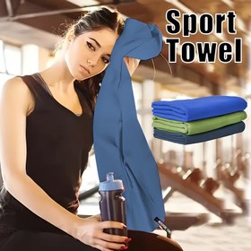 Resim Yüksek emiciliğe sahip, hafif ve yumuşak spor havlusu, açık bej renkli, dış mekan seyahati, taşınabilir fitness, kampçılık ve plaj aktiviteleri için uygun. 