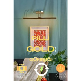 Resim Pilli Parlak Gold Flüt Aplik Banyo Ayna Üstü LED Aydınlatma 
