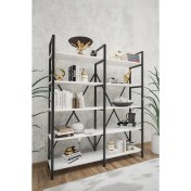 Resim Wood House Ilayda Geniş Raflı Kitaplık Beyaz 
