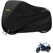 Resim 1 adet 210D Kalın Oxford Motosiklet Kılıfı - Tüm Hava Koşullarına Dayanıklı Koruyucu Ekipman, Ayarlanabilir Kayışlar, Çoğu Araç İçin Uygun, Siyah ve Yeşil Tasarım, Motosiklet Aksesuarları, Araç Koruma, Şık Araç Görünümü, Güçlendirilmiş Dikişler 