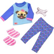 Resim Bulldog Pijama 46 cm Oyuncak Bebek Kıyafet Seti 