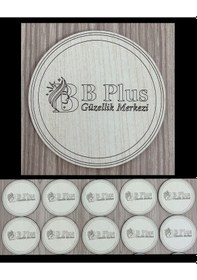 Resim 10'lu Kişiye / Şirkete Özel Logolu Bardak Altlığı Seti Lazer Kesim Kurumsal Hediye 9 Cm Açık Ahşap 