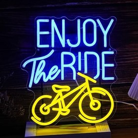 Resim Enjoy The Ride Neon Tabela, Spor Salonu İşareti Fitness Neon Işık, Motivasyonel Spor Egzersiz Bisikleti İşareti Duvar Dekoru Led İş Tabelaları Zemin Işıkları Duvara Asılan Yaratıcı Neon 