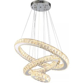 Resim Alfa Kristal Taşlı 40 Lık Led Modern Salon Avize 