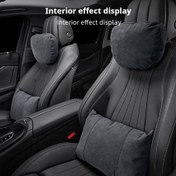 Resim 1/2 adet Yükseltilmiş Evrensel Başlık ve Bel Desteği Kombinasyonu, Suede Malzeme, Ergonomik Tasarım için Çok Uygun, Yüksek Kaliteli Araba Solunum Deliği Nef Alabilen Bel Yastık Seti, Sıkı Sürüş Olmadan | Sürüşünüzü Kolaylaştırın | Çoğu Model İçin Uygundur | for Maybach İçin Aynıdır 