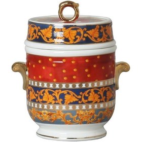 Resim Lucky Art Clarissa Bone China Porselen Mavi Beyaz Naturel Desenli Kulplu Kavanoz 16 Cm Lyhd 623 