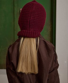 Resim Örme Çocuk Balaclava Bere Bordo - Bordo / 4-9 Yaş 