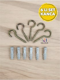 Resim Nalbur Bakkal 20x80 Metal Piton Vidalı Gerdirme Kancalı Avize Asma Kiti Çekme Kaldırma Tavan Açık Ağız 