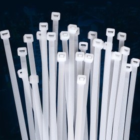 Resim 100 Adet Beyaz Kablo Bağı, Maksimum 22.68 kg Çekme Dayanıklılığına Sahip Yüksek Kaliteli Plastik Bağlar, İç ve Dış Mekan Kullanımı İçin Kendinden Kilitlenen Naylon Beyaz Bağlar, 10.16 cm/15.24 cm/20.32 cm/25.4 cm/30.48 cm 