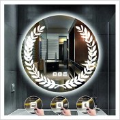 Resim Dnr-Mirror55 Cm Beyaz Ledli Tasarım Kumlamalı Dokunmatik Bluetoothlu Buğu Önleyicili Banyo Aynası Makyaj Ayna 