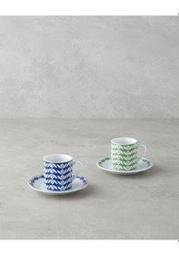 Resim English Home Nixie Porselen 4 Parça 2 Kişilik Kahve Fincan Takımı 80 Ml Yeşil-mavi Yeşil-mavi 