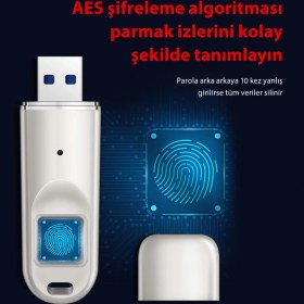 Resim Dm FD069 Parmak Izi Okuyuculu Şifreli USB 3.0 64GB Flash Bellek 